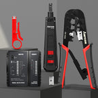 AMPCOM RJ45 Crimper Lan Tester Tool Set Ethernet Cable Stripper Punch Down Tool rj 45 rj11 Connectors 12 in 1 Cabling Repair Set