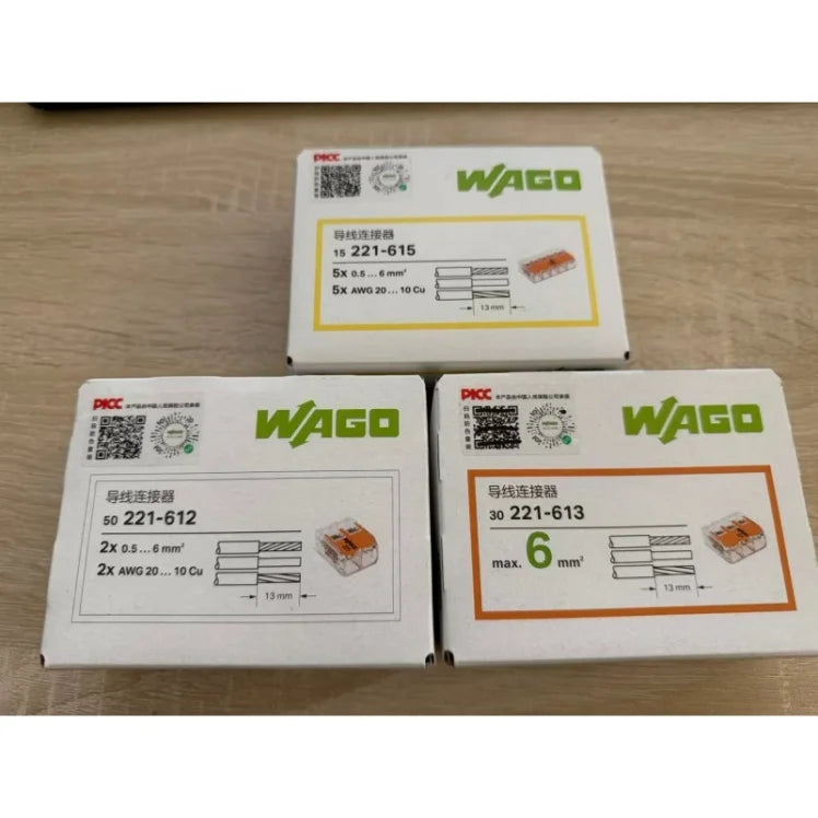 WAGO 221‑412/413/415/2401/2411/612/613/615 Multi‑box Set LeverWire Connector, Reusable Electrical Terminal Block for Home Wiring