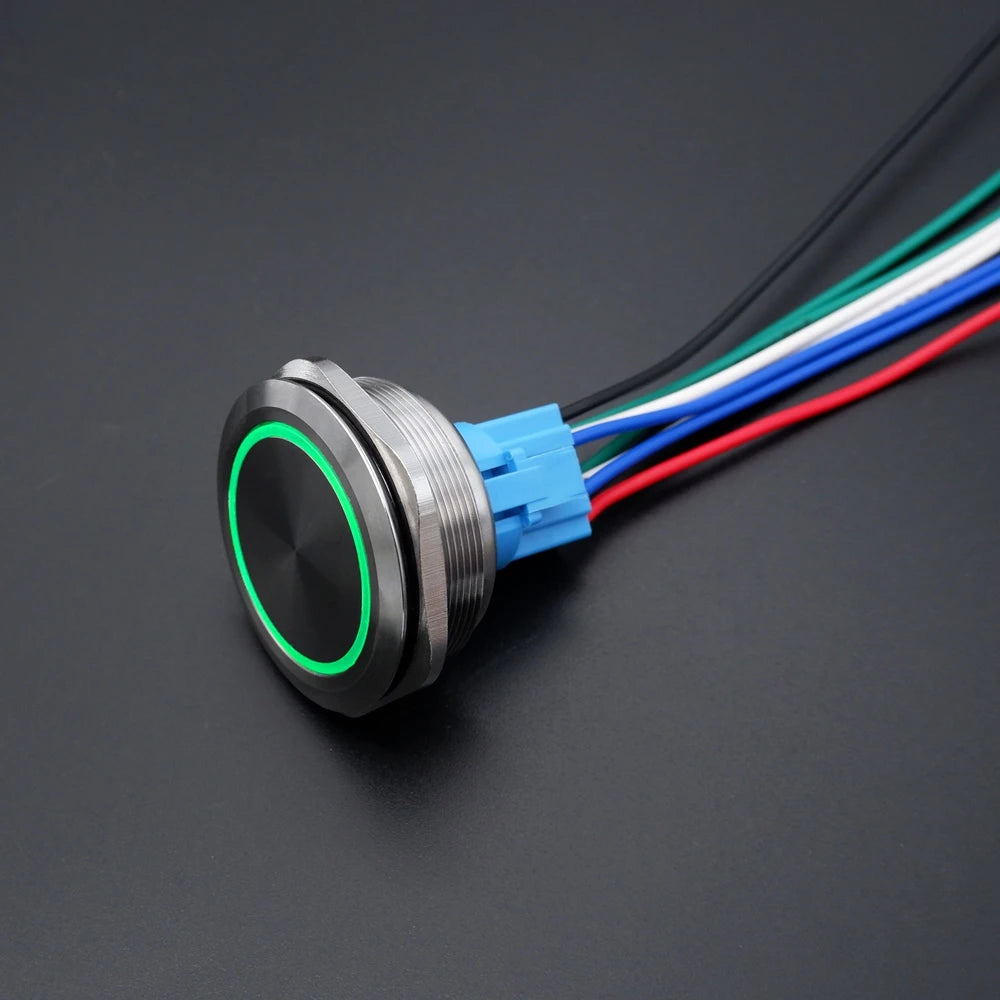 40mm Metal Push Button Switch Power LED Light Waterproof Reset Self-locking Latching Start Stop Switch On Off 2NO2NC With Wire