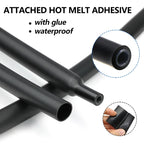 1/2/3M Heat Shrink Tube with Glue 1.6mm - 50mm Black Dual Wall Adhesive Lined Polyolefin Shrinkin Wrap Cable Protect Sleeving