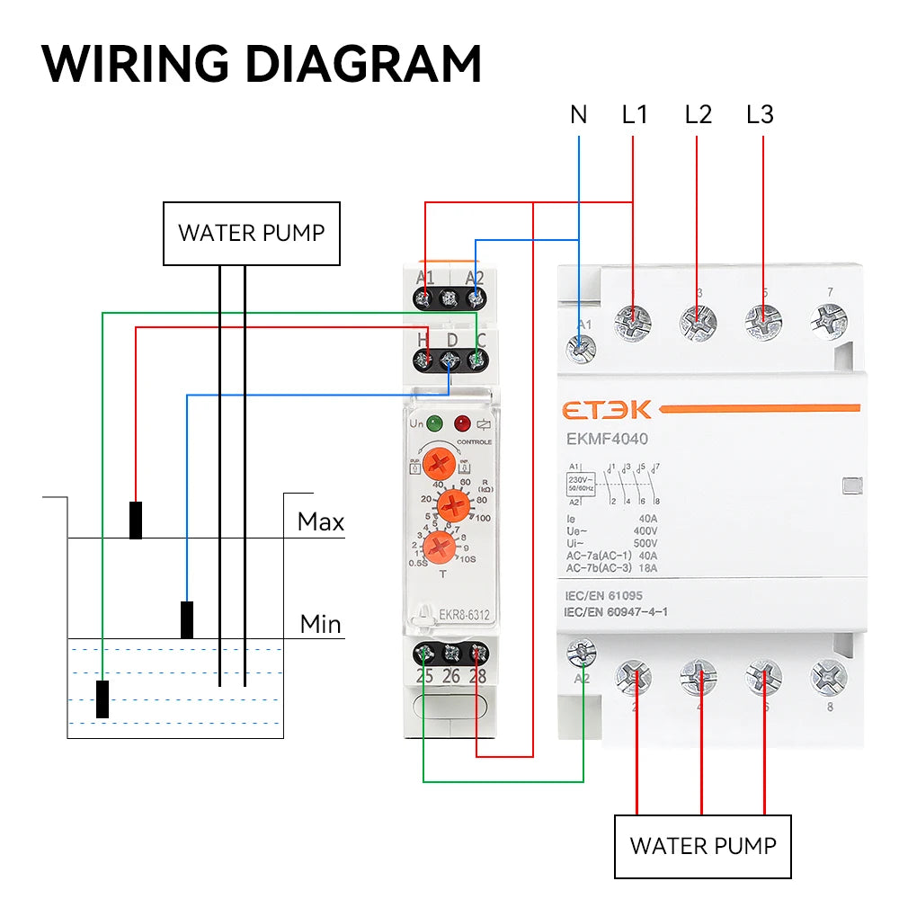 ETEK Floatless Water Level Relay Switch Electronic Liquid Level Controller 5A  AC 220V  SPDT 12V EKR8