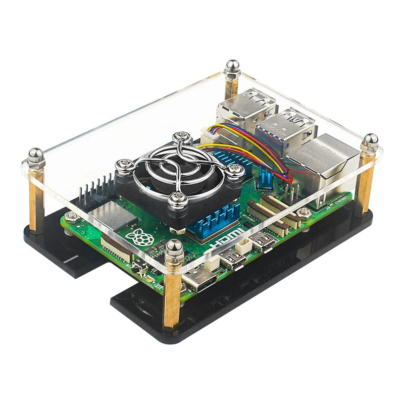 Raspberry Pi 5 Acrylic Case 1-5 Layer Transparent Enclosure PWN Cooling Fan Stackable Plate Shell for Raspberry Pi 5 RPi 5
