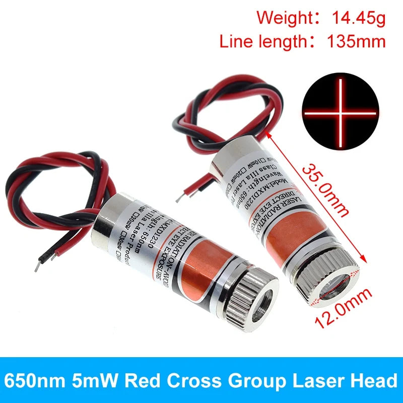 TZT 650nm 5mW 6MM 9MM 12MM Red Point / Line / Cross Laser Module Head Glass Lens Focusable Focus Adjustable Laser Head