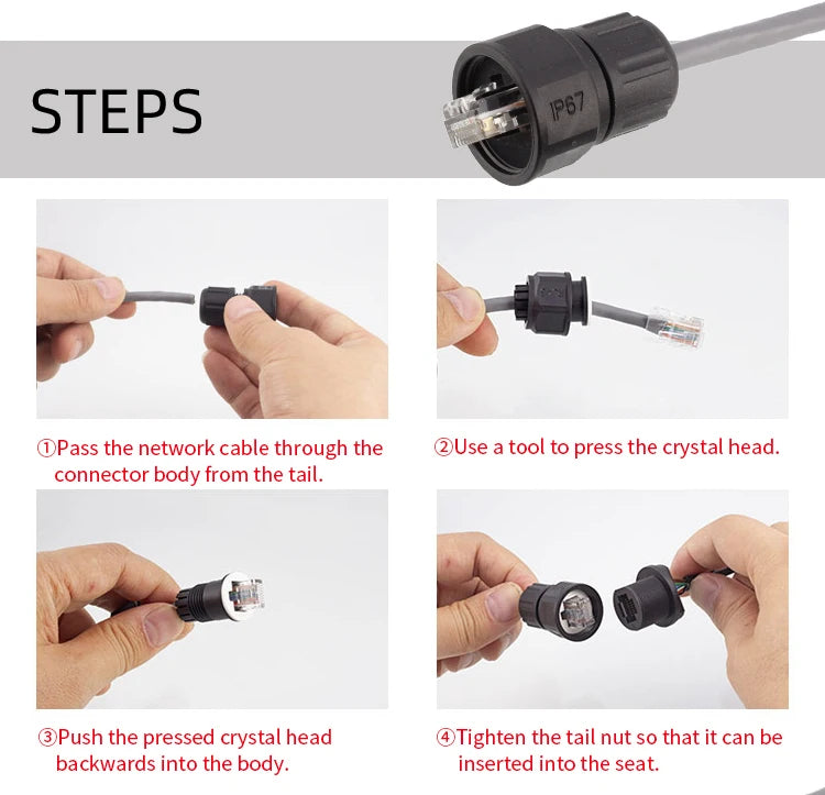OEM/ODM RJ45 IP67/68 Waterproof Ethernet Aviation Round Connector Threaded Female PCB POE Network Cable socket