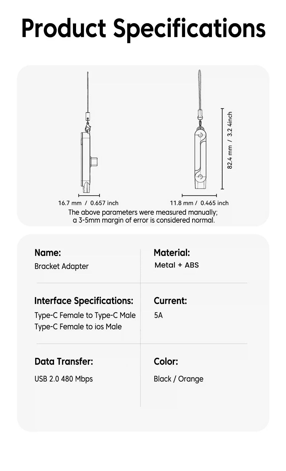 2 in 1 Type C Phone Charging Bracket Adapter 240W Fast Charge OTG Type-C Male to USB-C Female Converter For IPhone17 16 Samsung