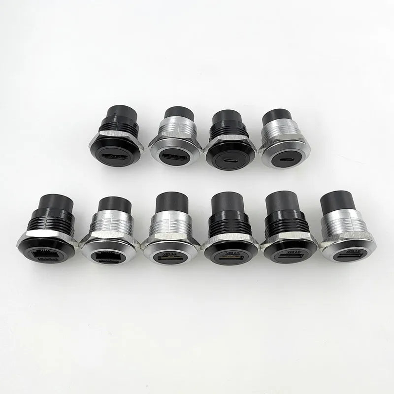 1Pcs Metal Round Socket Module D Type RJ45 Straight Through Network USB2.0 USB3.0 Connector Panel Mounting HDMI CAT6