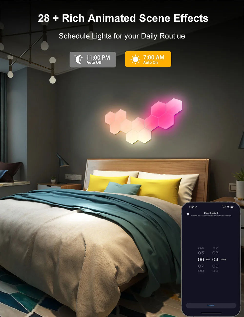 1-12 RGB TuYa WIFI Bluetooth LED Hexagon Lamps Indoor Wall Light APP Control Night Light For Computer Game Bedroom Decoration