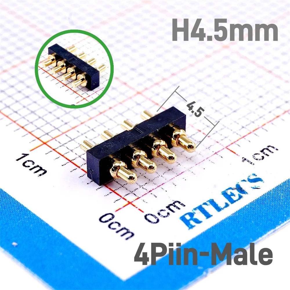 Spring-Loaded Pogo Pin Connector 2.0 mm Pitch 2 3 4 5 6 Pins Through Holes PCB SMD Height 3 4 4.5 7 mm Modular Contact Strip