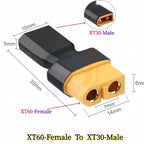 XT60 to XT30 Plug Adapter Converter Connector Male/Female for FPV Drone RC Lipo NiMH Battery Charger ESC Accessory