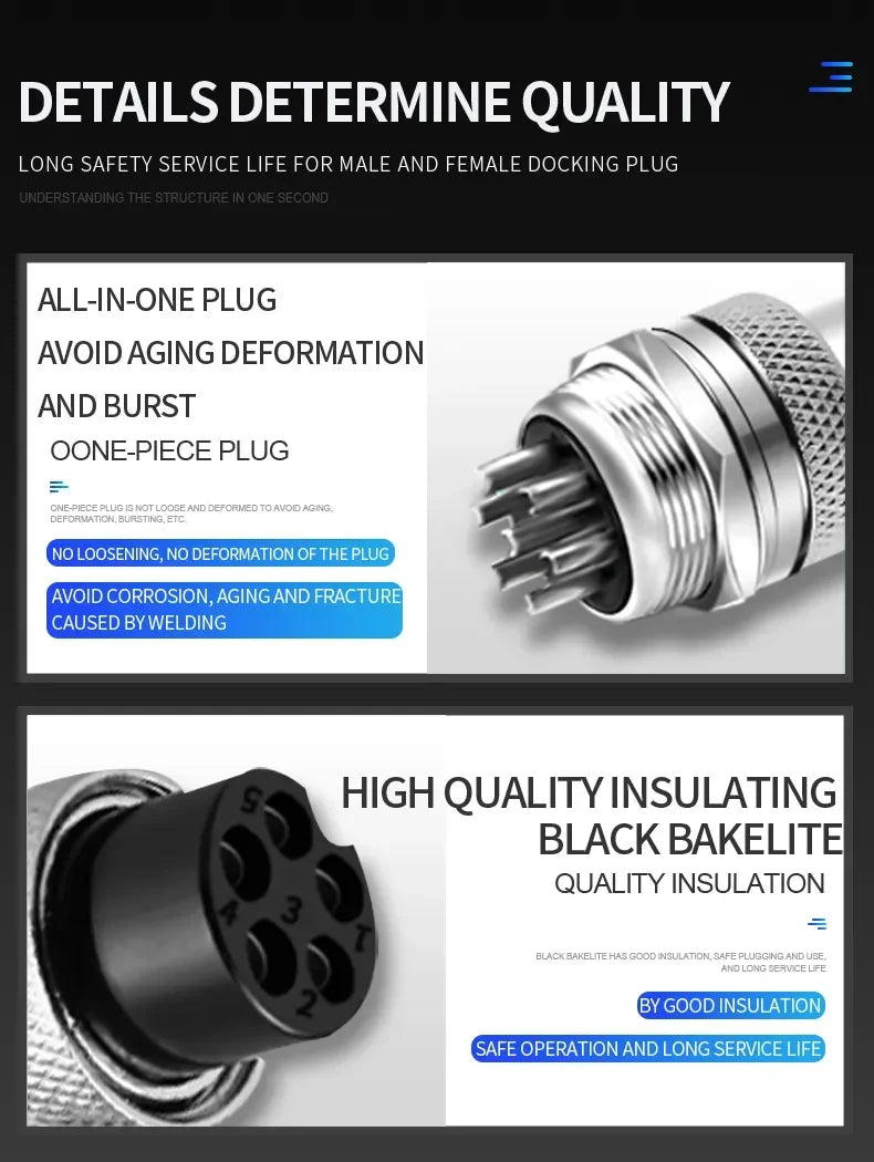 5/10/20Set GX12 GX16 GX20 2 3 4 5 6 7 8 9 10 12 14 15 Pin Docking Aviation Plug Socket Waterproof Circular Connector