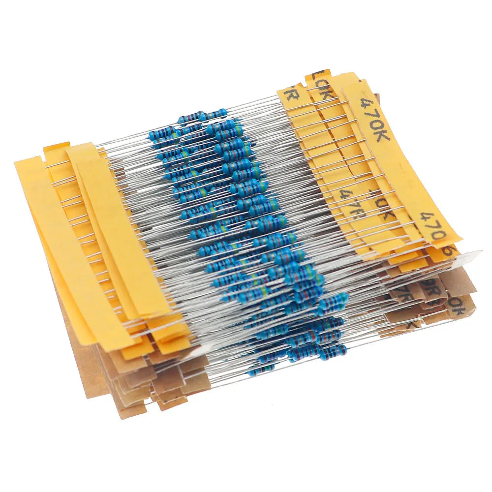 500pcs 50value 1/4W 0.25W 1% Metal Film Resistor Assortment Kit Set 1ohm-10M ohm resistor samples pack