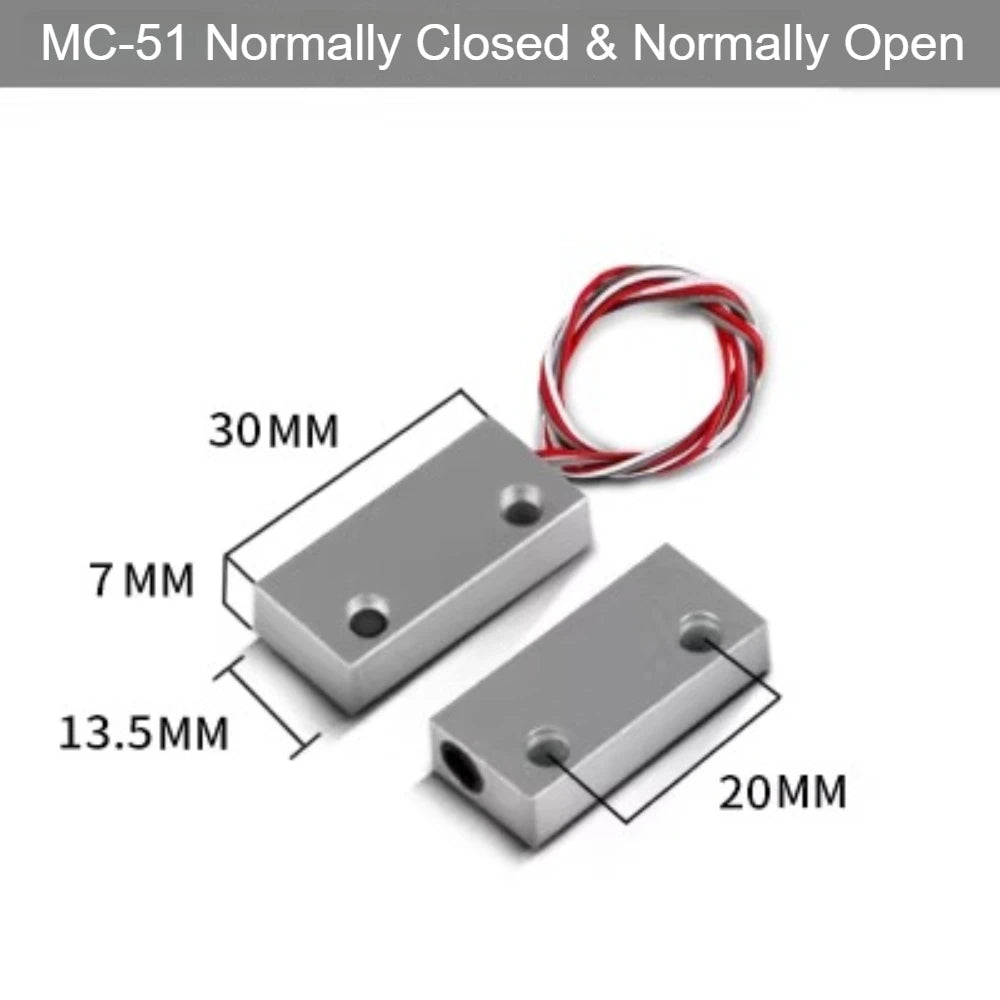 5PCS MC-52 Wired Magnetic Door Contact Switch Alarm Sensor NC NO Reed Switch for Door Window Security