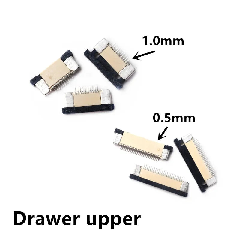 5pcs FPC Connector 0.5mm/1.0mm Pitch Drawer Type Upper/ Bottom Contact Type Socket FFC Flat Cable Socket 4P 5P 6P 8P 10P-60Pin