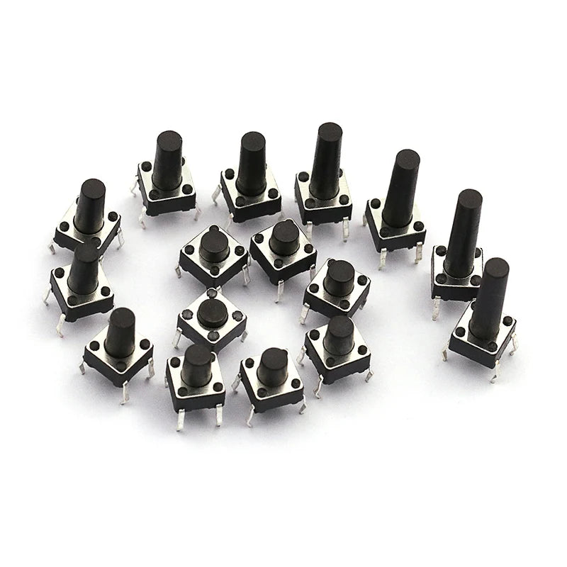 50PCS Momentary Tactile Push Button Click Switch 6X6mm 4.3mm-17mm H=4.3mm 4.5mm 5mm 6mm 7mm 8mm 9mm 10mm 13mm 14mm 4Pin Switch