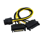 1/2/5/10pcs Double 15Pin SATA Male To 6Pin PCI-E Male Video Card Power Supply Adapter Cables Graphics Adapter Extension Cord