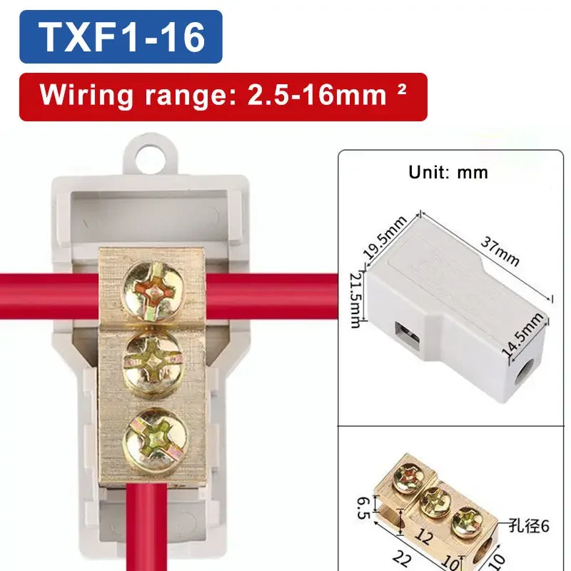 T‑Type Wire Connector ZK Terminal Splitter I-type Brass Clamp Electrical Wire Junction Box for Household Lighting Socket Wiring