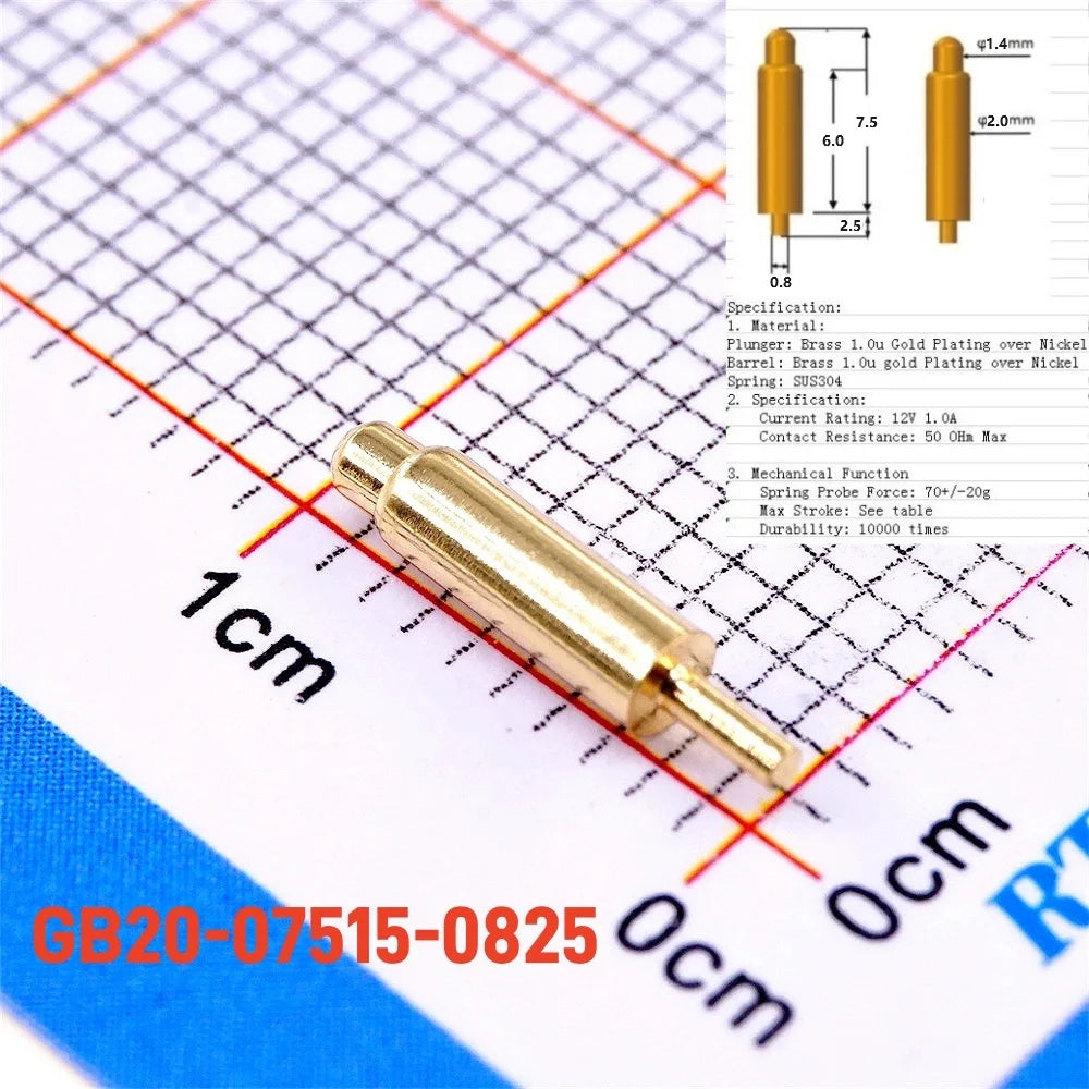 10pcs Spring-Loaded Connector through Hole PCB Height 3 4 5 6 7 8 9 to 20.5 mm Spring Header Pogo Pins 12V 2A Gold Plated