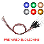 20pcs Pre-wired 20cm Long 30awg Wire SMD LED 0402 0603 0805 Lights Soldered Resistor for 12V White Red Blue Yellow Green