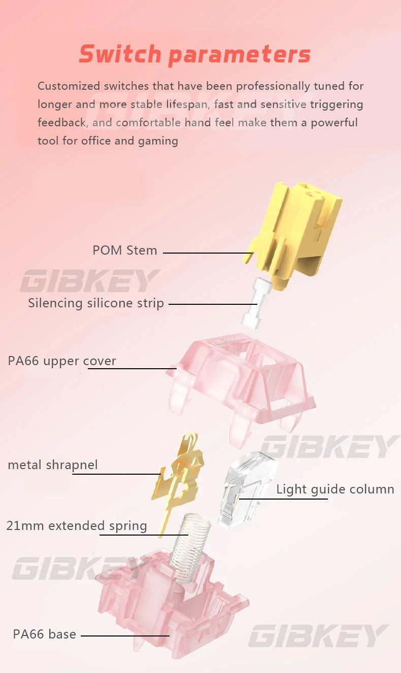 Outemu Silent Peach V3 Switch Lubed Mute Lemon V3 Switches Mechanical Keyboard Linear Tactile 5Pin Hot swap Pre Lubed PA66 POM