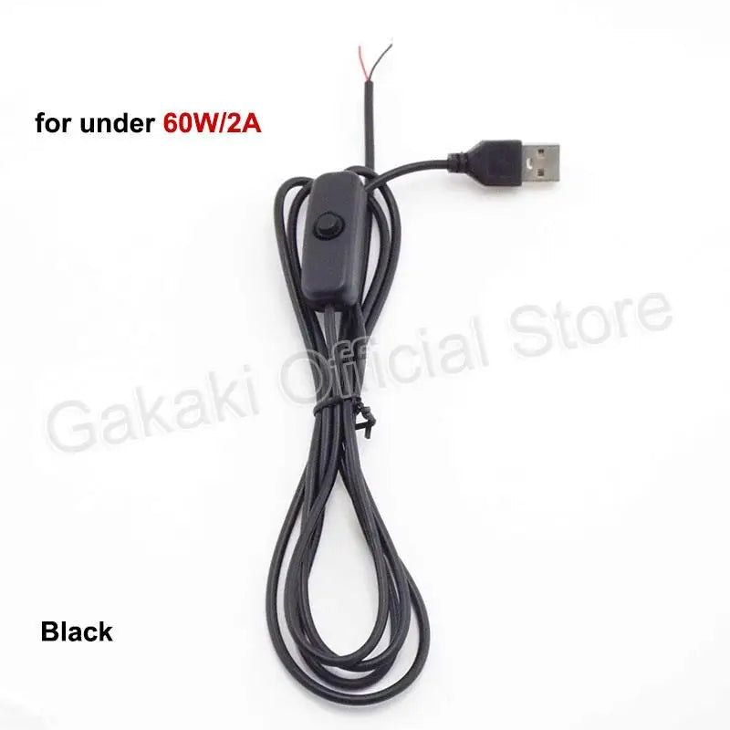 LED Strip USB Connector Cable Extension 2 Pin Power Supply Wire On/Off Switch Electrical 5V Wire For LED Lighting