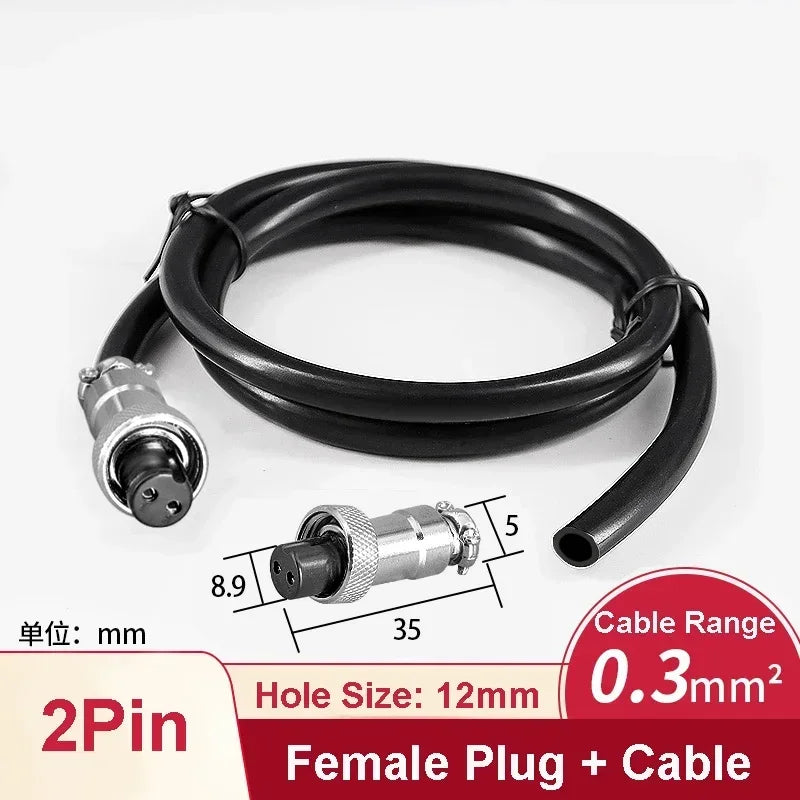 GX12 Female Plug Socket Waterproof M12 Circular Aviation Connector 2Pin 3Pin 4Pin 5Pin 6Pin 7Pin 1m 2m Extension Cable Wire