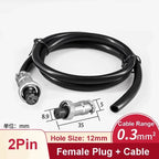 GX12 Female Plug Socket Waterproof M12 Circular Aviation Connector 2Pin 3Pin 4Pin 5Pin 6Pin 7Pin 1m 2m Extension Cable Wire