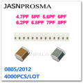 JASNPROSMA 4000PCS 0805 2012 COG/NPO RoHS 0.5% 5% 4.7PF 5PF 5.6PF 6PF 6.2PF 6.8PF 7PF 8PF 50V SMD High quality Capacitor