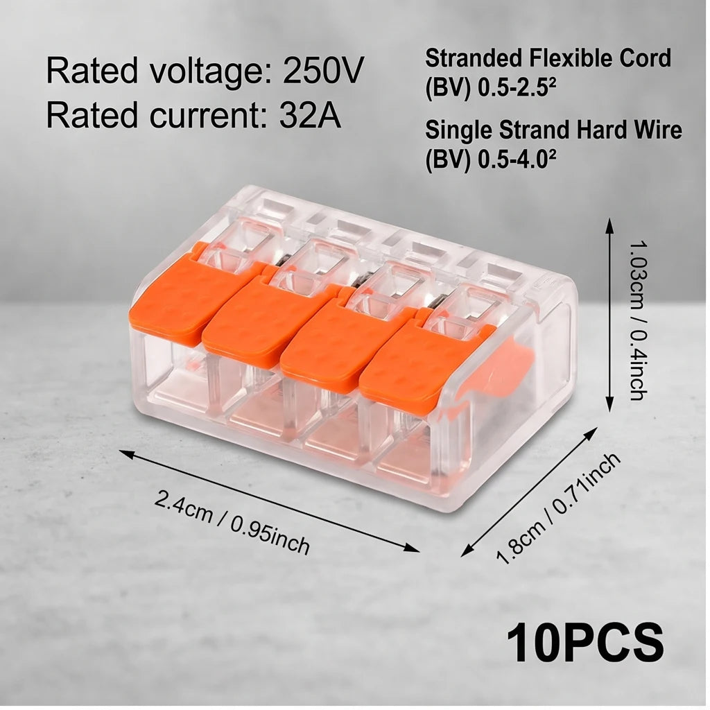 10-150PCS Universal Electrical Quick Wire Connectors 2/3/4/5 Port Plug-in Terminal Block DIY Cable Kit 28-12AWG 250V 32A