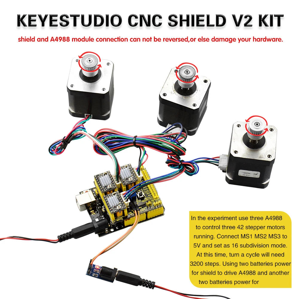 Keyestudio CNC Shield V2/V3/V4 Engraving Machine Kit For Arduino With UNO R3 Or Nano Board A4988/DRV8825 Driver Compatible GRBL