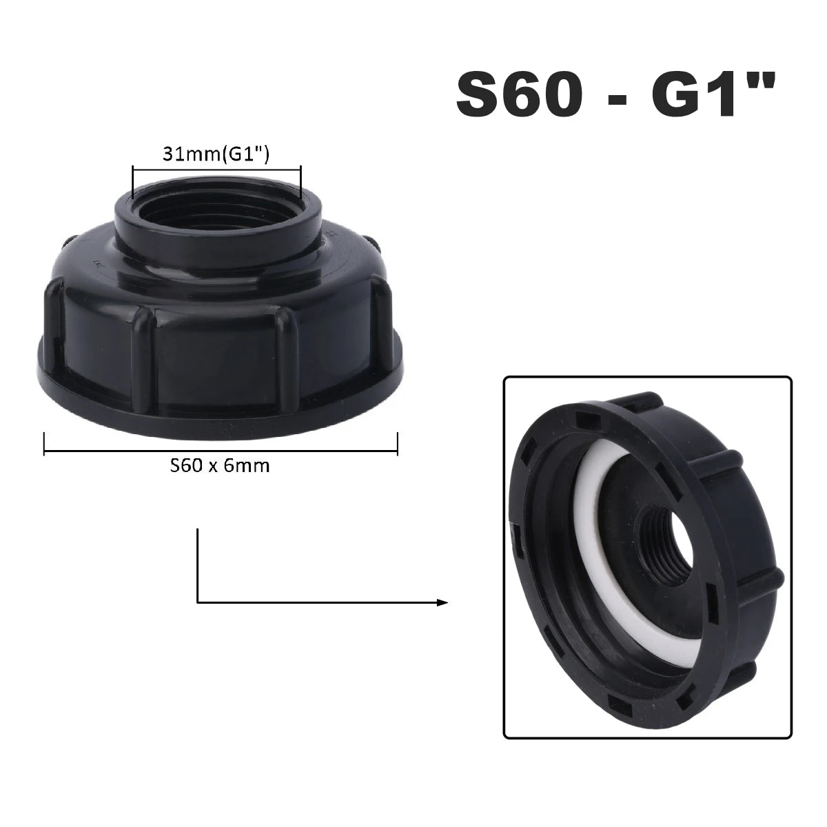 1000 Liter IBC Tank Adapter S60 x 1/2" 3/4' 1" 1.5 2" S100 Thread Connector Ton Barrel Joints IBC Tank Fitting