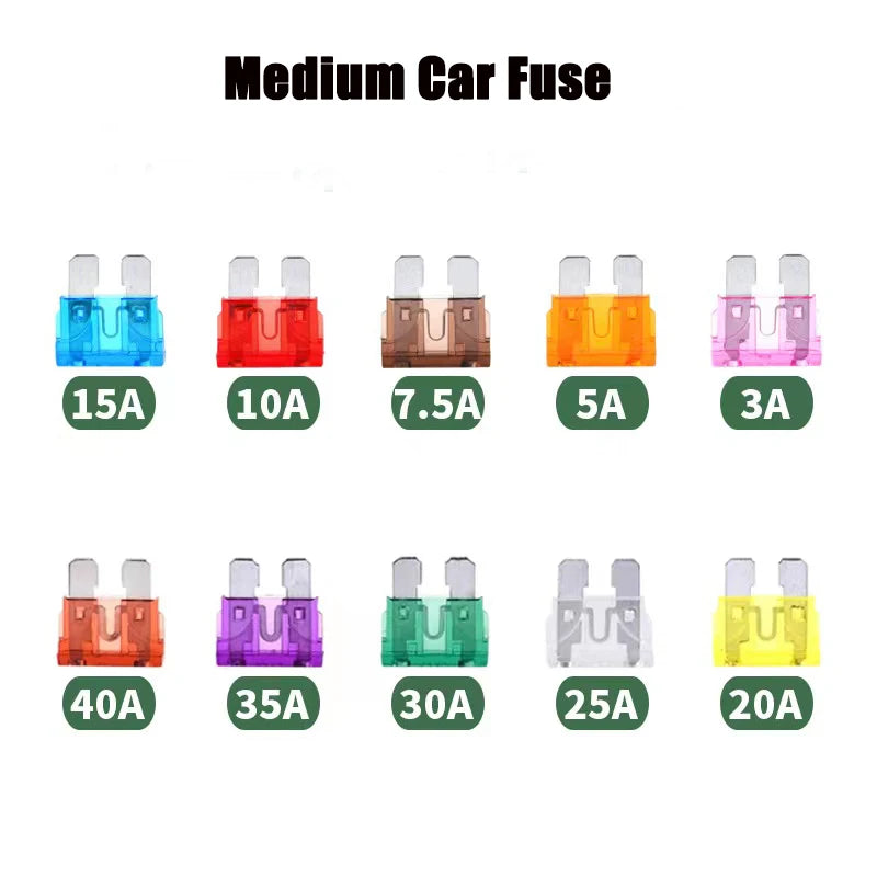 20pcs Standard Blade Fuse Kit 1A 2A 3A 4A 5A 7.5A 10A 15A 20A 25A 30A 35A 40A Assortment for Car Truck SUV Electrical Repair