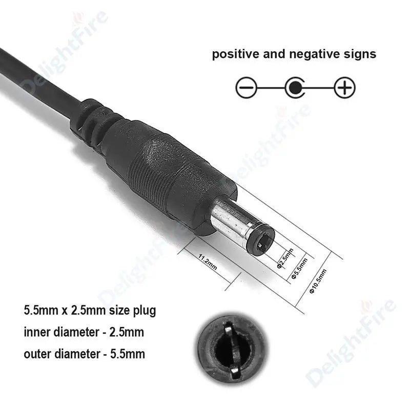 5.5 2.5mm DC Extension Cable 1m 1.5m 2m 3m 5m Jack Plug Connector 5V 12V 24V DC Power Cord For CCTV Camera LED Strip Router