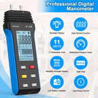 HoldPeak 189B Digital Manometer 11 Units Differential Pressure Gauge MAX/MIN/AVG Backlight for HVAC System