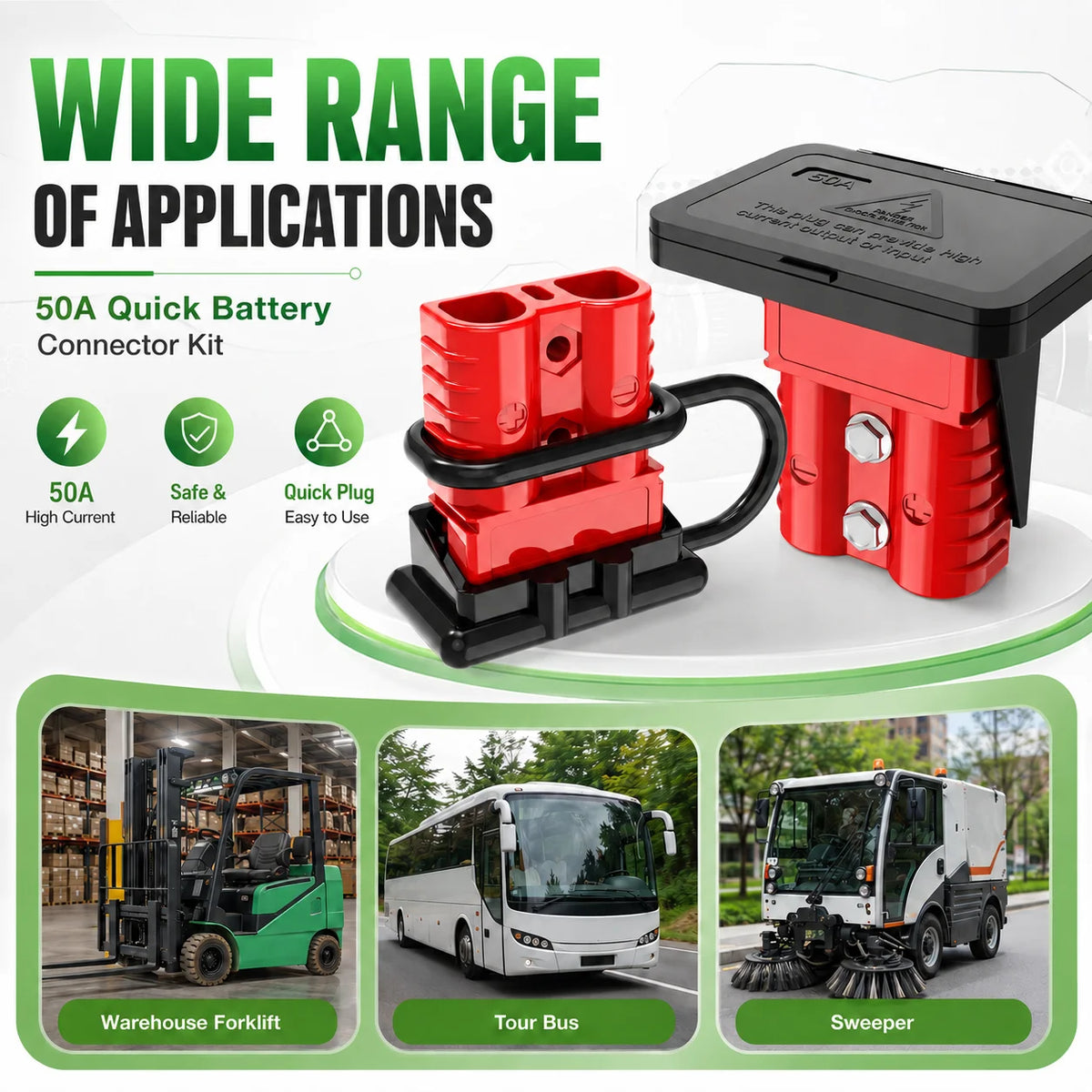50A 2/4PCS Battery Quick Connect Disconnect Connector Plug with Panel Mount & Waterproof Dust Cove for RV Truck Winch