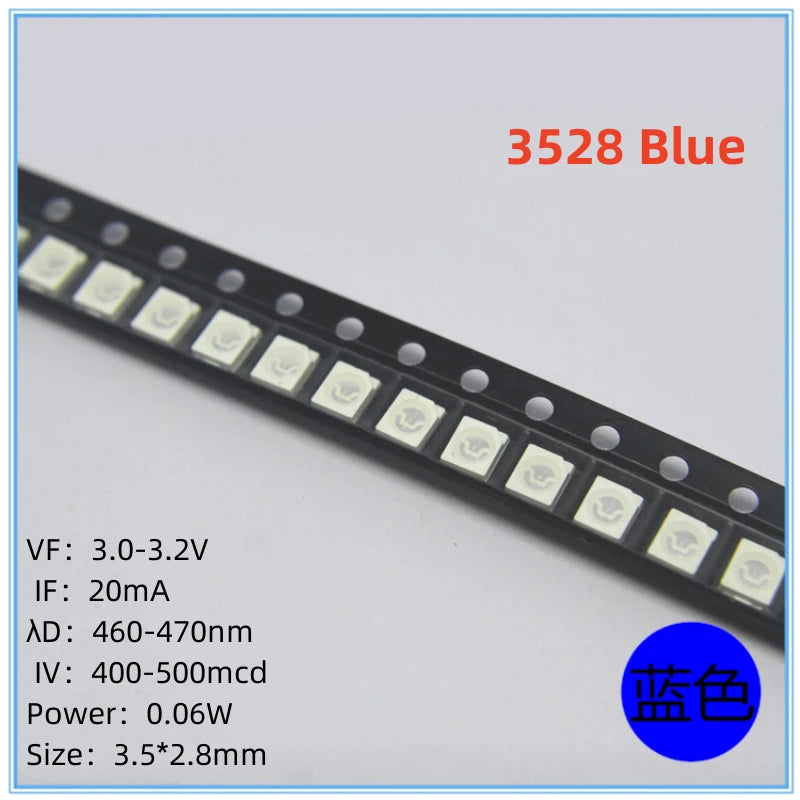 2000Pcs 3528 SMD LED Red Blue Green White Yellow Pink UV RGB LED Lamp Beads Size 1210 Light-emitting Diode High Bright Quality