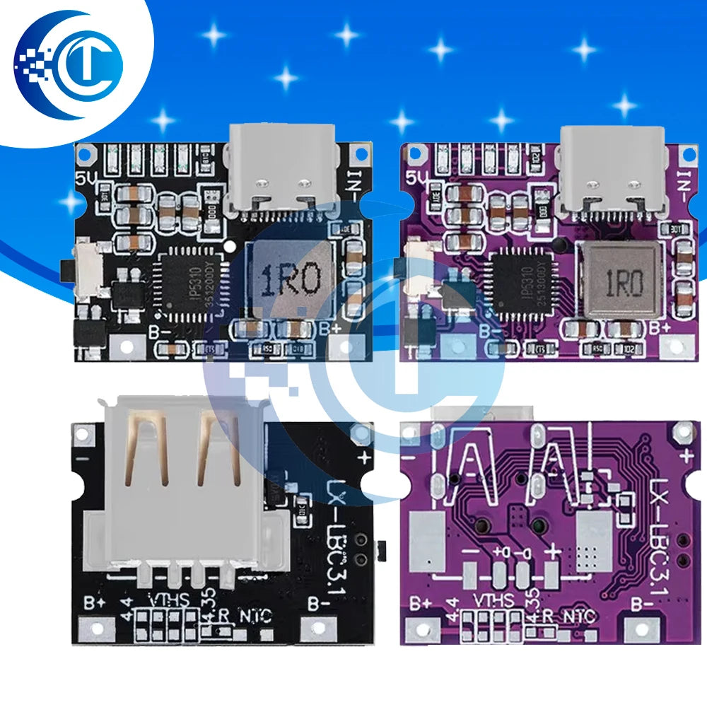 IP5310 Type-C USB-a 5V 3.1A Boost Converter Step-Up Power Module Power Bank Accessories With Switch LED Indicator