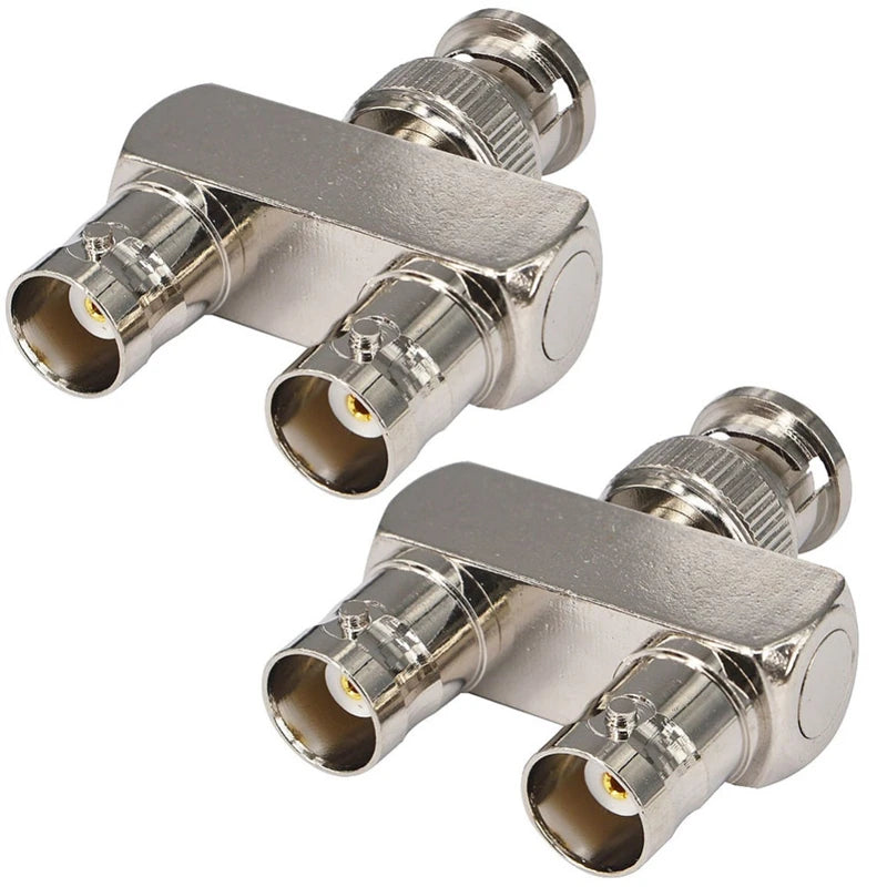 1Pcs Q9 BNC Male Plug To 2x Double BNC Female Connector BNC Male To 2x Dual Female Tee Type 3Way Splitter Type Y Coax RF Adapter
