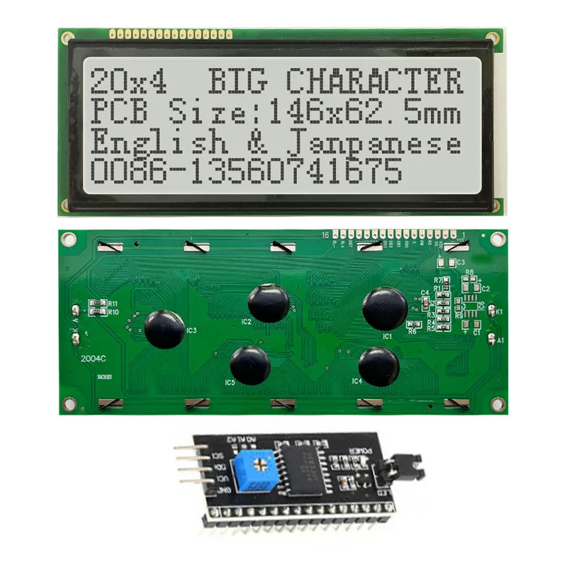 20x4 2004 Big Large Size Character  Lcd Display I2C IIC Blue White Green Size 146x62.5mm 5v LC2042 WH2004L AC204B  SBS02004A0