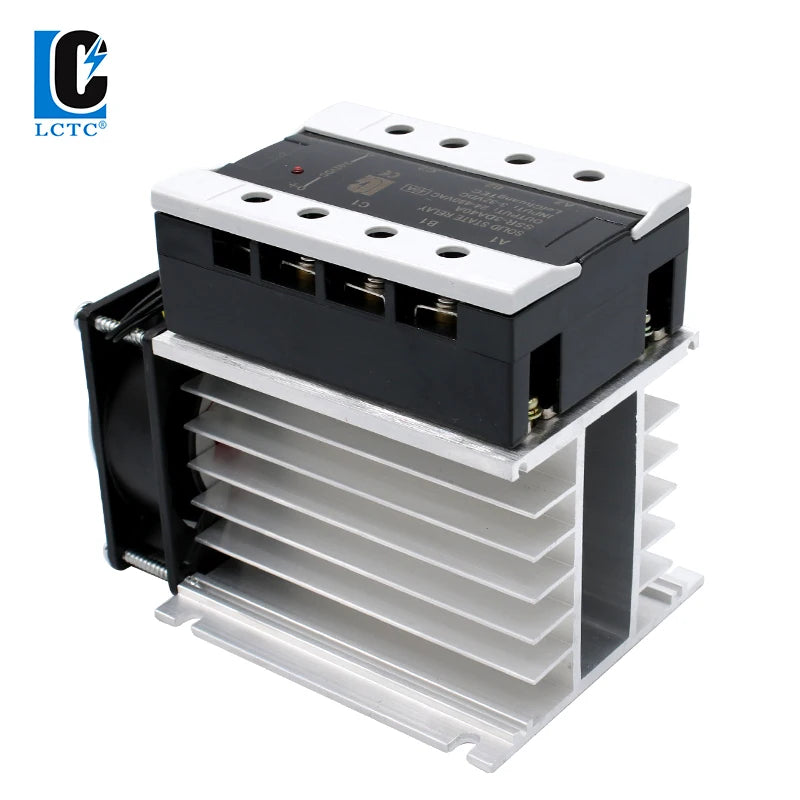 LCTC Three Phase Solid State Relay SSR With Heat Sink 40A 3-Three DC to AC AC To AC 3-32VDC Control For Switch On-Off