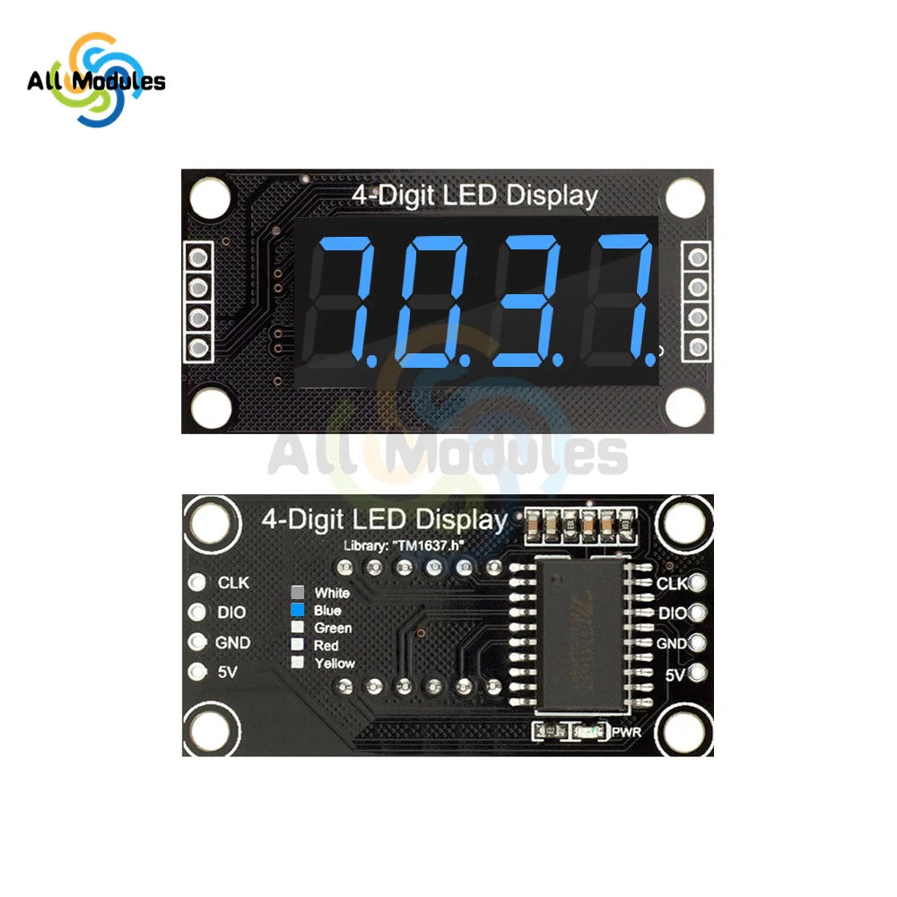 TM1637 0.36" 0.36 Inch 7 Segments Digital Display Tube 4-Digit LED  Module Board For Arduino Red Green Blue Yellow White