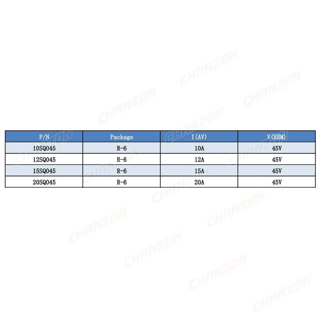 4 Values 10SQ045 12SQ045 15SQ045 20SQ045 Schottky Barrier Diode R-6 10A 12A 15A 20A 45V Axial for Solar Energy