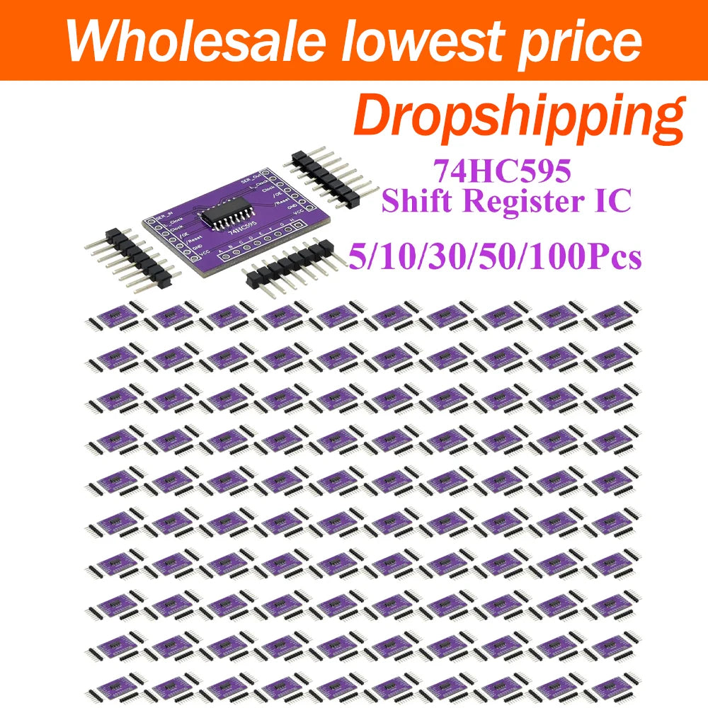 5~100Pcs 74HC595 8 Bit Serial To Parallel Shift Register IC Open Drain CMOS Chip Low Power Serial Output Electronic  Block
