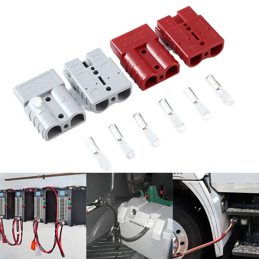 Power Connectors 50 AMP Plug Cable Terminal 600V Grey Red Battery Power Connector Pins Lugs Copper For Anderson