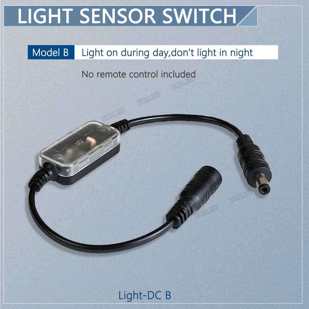 Light Sensor Switch Auto on Off Photocell Street Light Switch 5A Photo Control Photoswitch Sensor with Remote Control 3.7V-24VDC