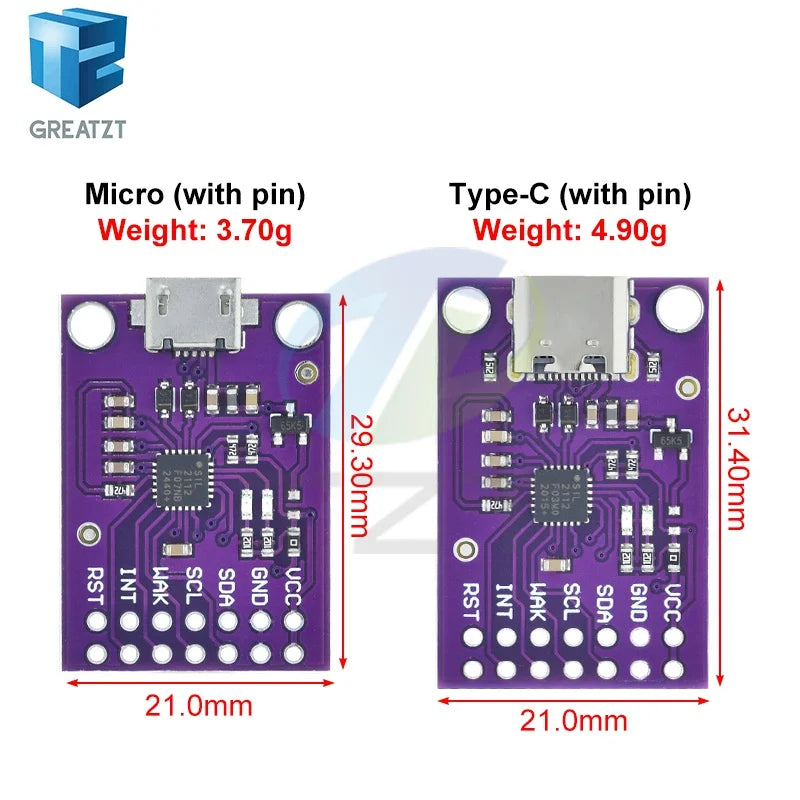 GREATZT 1/3PCS CP2112 Micro/Type-c Debug Board USB To I2C Module For Arduino