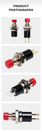 1/5pcs 7mm Power Push Button without fixation Momentary Self Reset Latching Mini Button Switch On Off 1NO 1NC 3A/125V 1A/250V