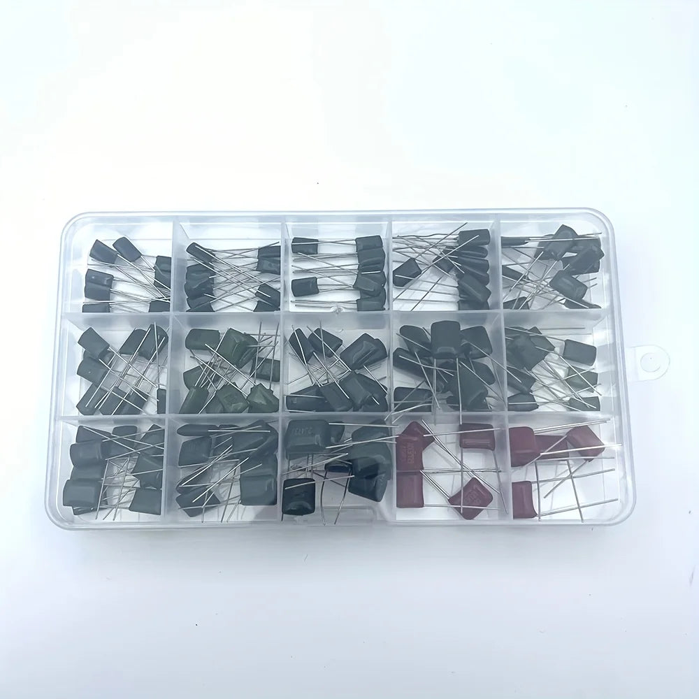 140PCS 14ValuesX10Pcs Mylar Film Capacitor Assorted Kit 630V 2J102J~2J683J 1nF~68nF Polyester 2J222J 2J152J