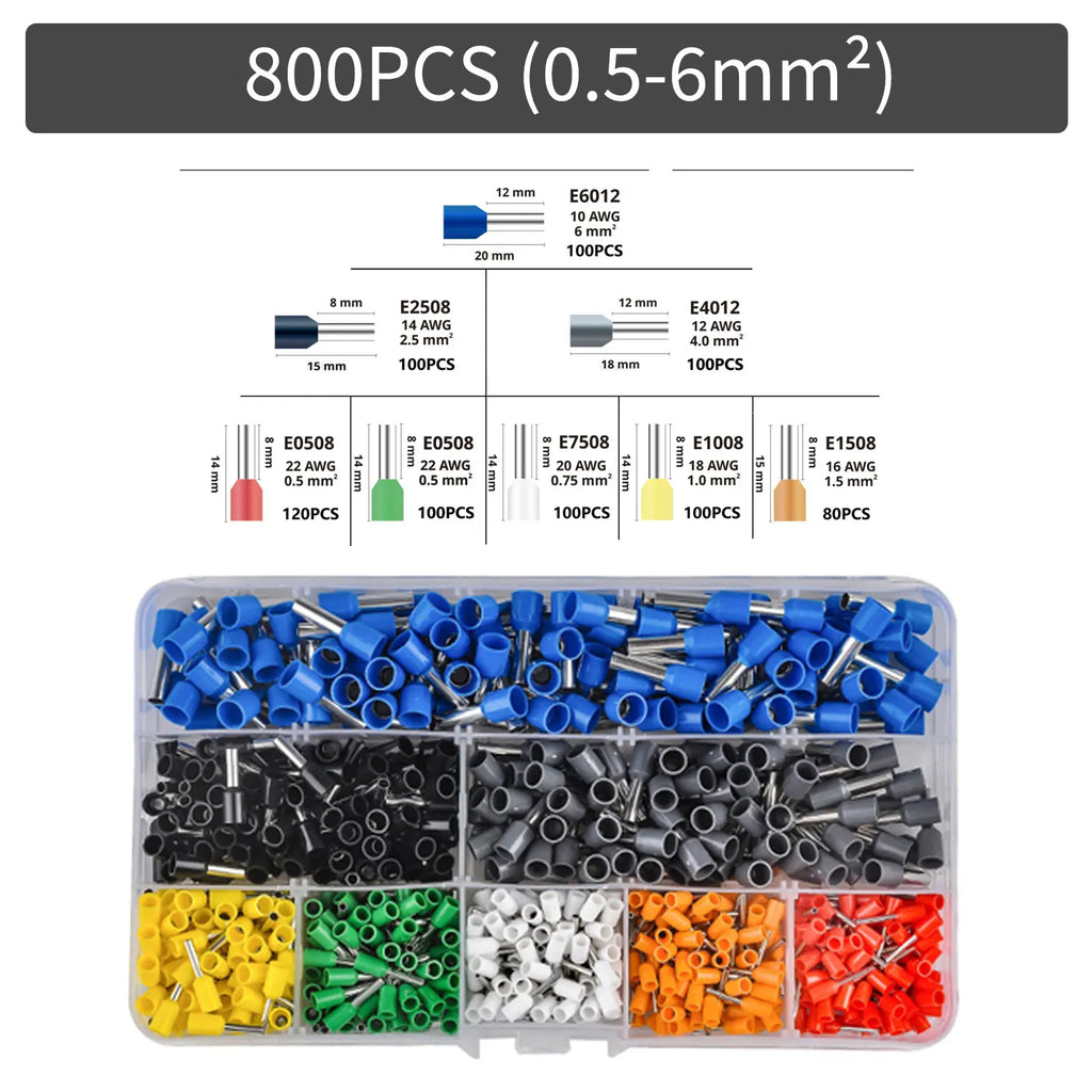 Tube Terminal Boxed Cable Connector Wire Ferrule Terminal Kit - Parallel Wiring Function for Wire Ends