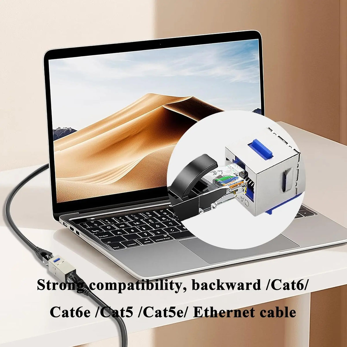 RJ45 Female Jack CAT5e/CAT6/CAT6A/CAT7 Shielded Keystone Coupler Socket Ethernet Cable Expansion Adapter for Standard Wall Plate