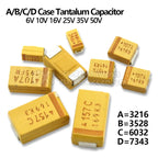 10PCS A B C D Case Tantalum capacitor 6V 10V 16V 25V 35V 50V 0.1UF 1uf 2.2UF 4.7UF 10UF 22UF 33UF 47UF 100UF 220uF 330UF